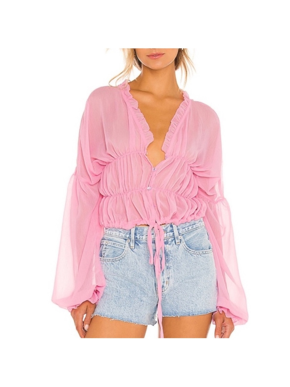 SNDYS Pink Sheer Bali Top US 6